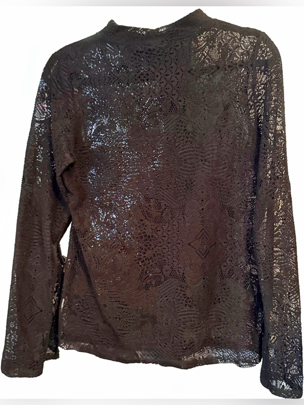 Express- Black Lace Sheer Top- L